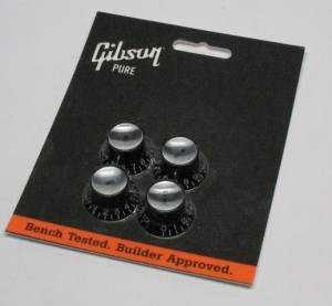 Ручки потенциометров Gibson Top Hat, черный/серебро. ― Guitar-Supply.ru